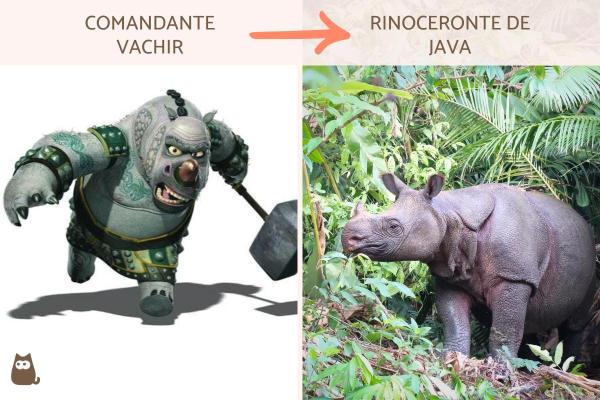 Quais são os animais de Kung Fu Panda? - Comandante Vachir: rinoceronte-de-java